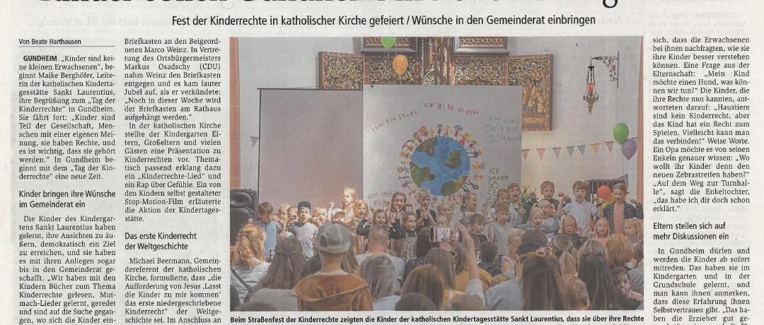 Zeitungsartikel Kinderrechtefest