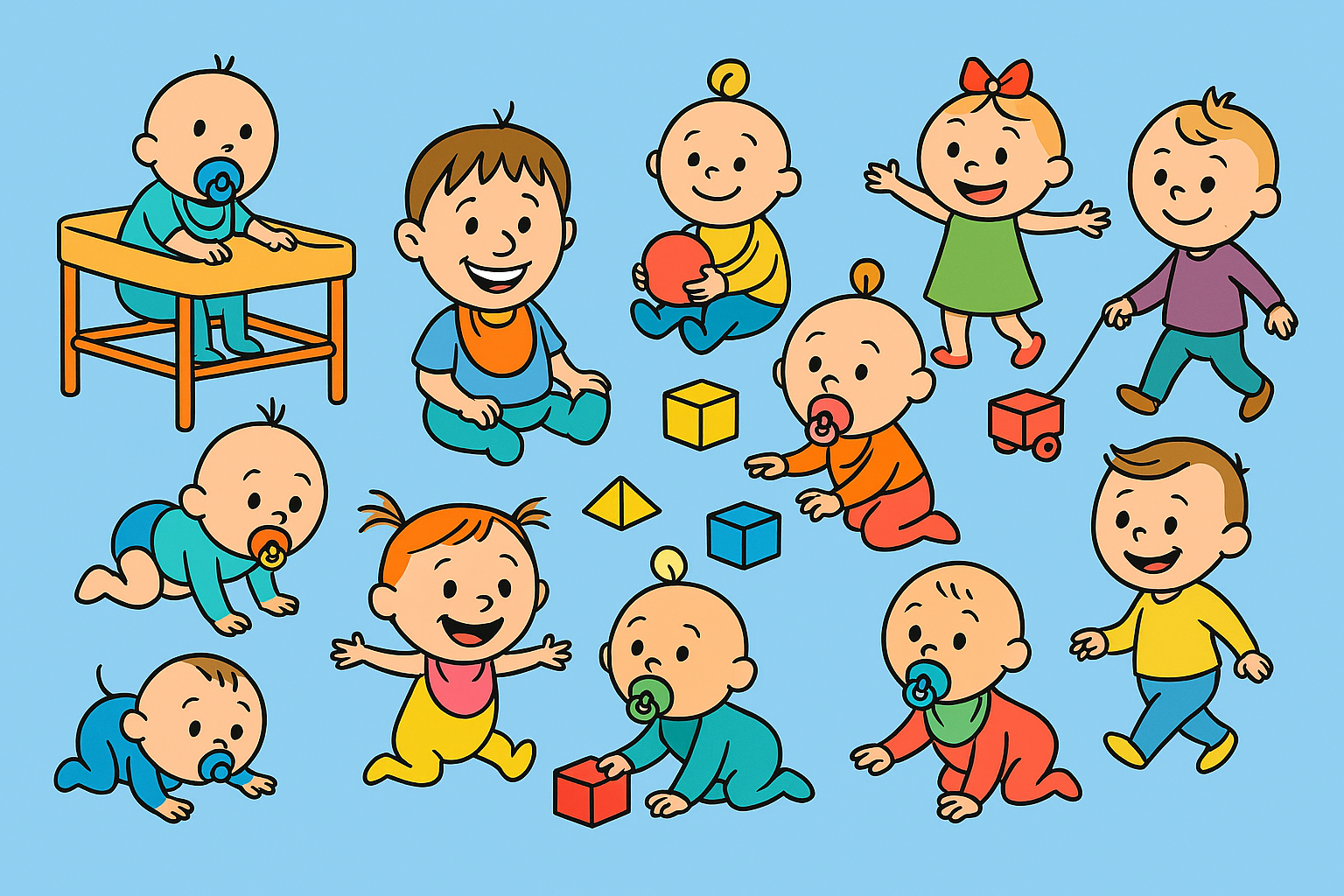 Das Bild zeigt spielende Kinder im Cartoon clip Art im Bereich U3