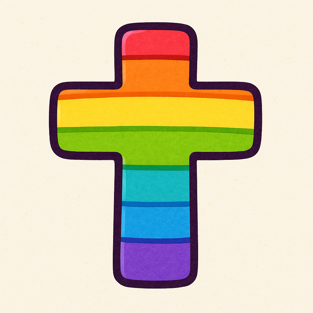 Kreuz in Regenbogenfarben